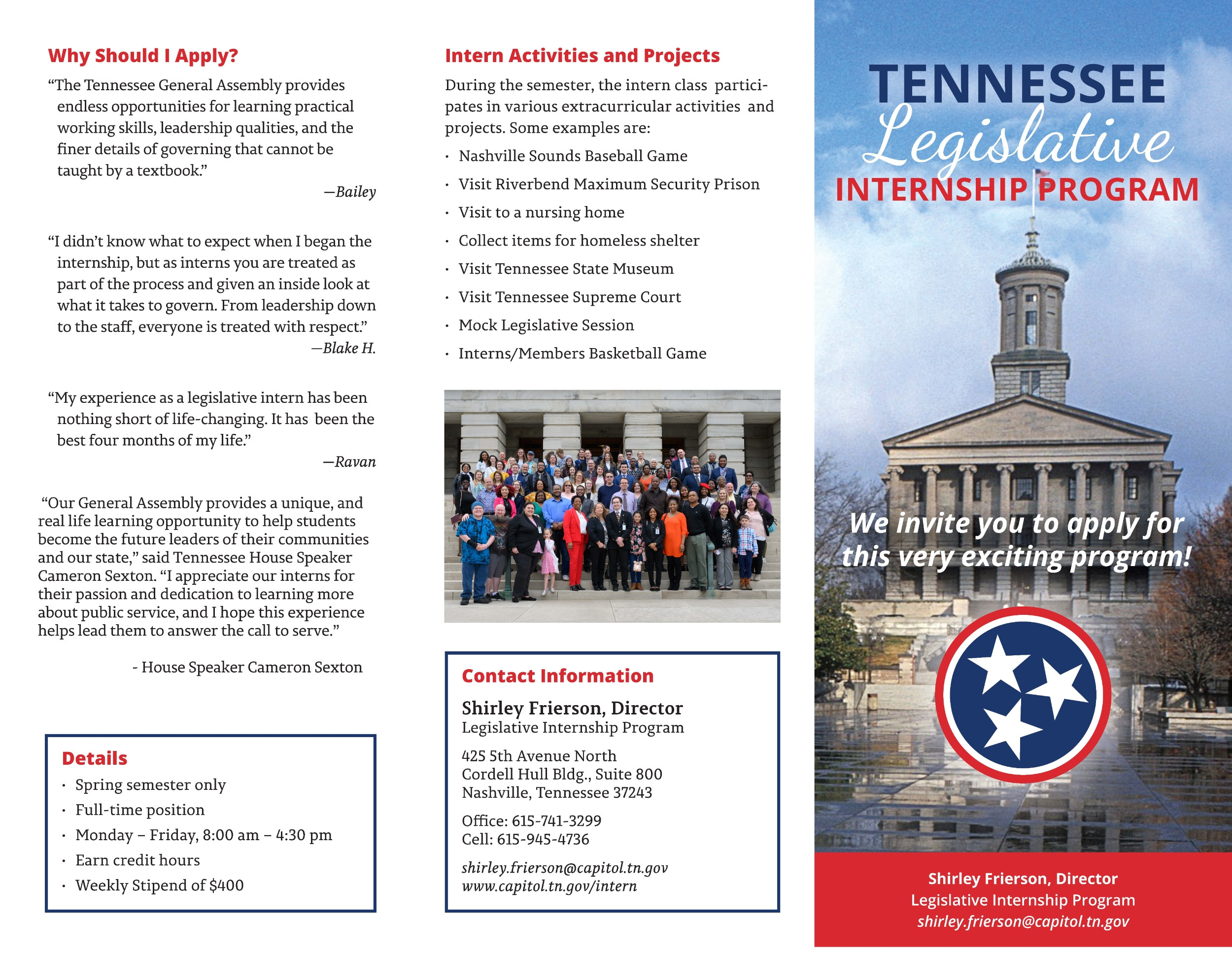 Tennessee Legislative Internship Program | The University of the South ...