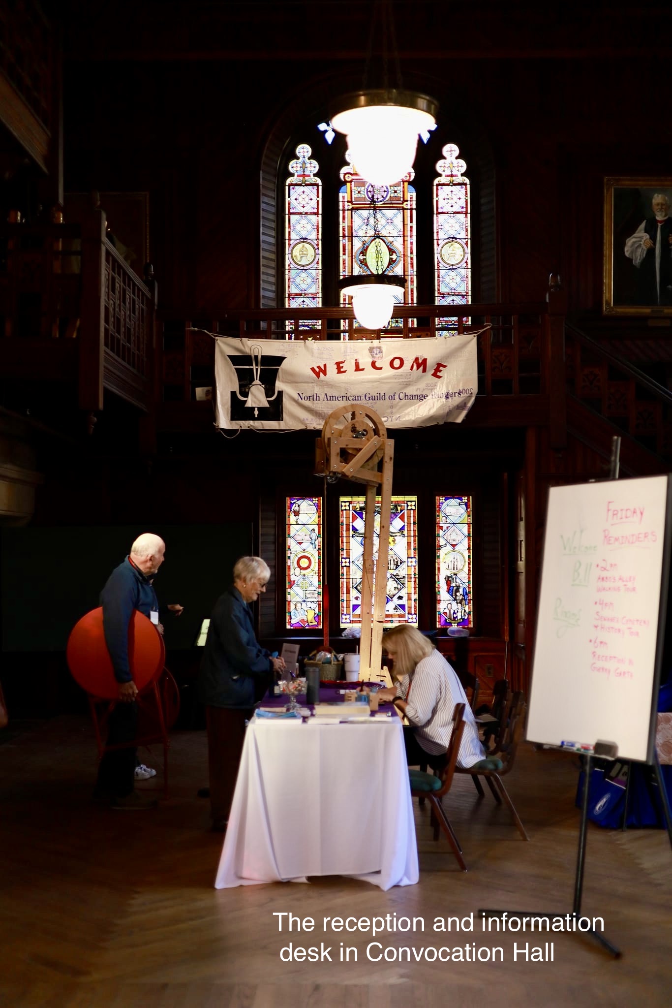 photograph of the welcome table in convocation hall in sewanee