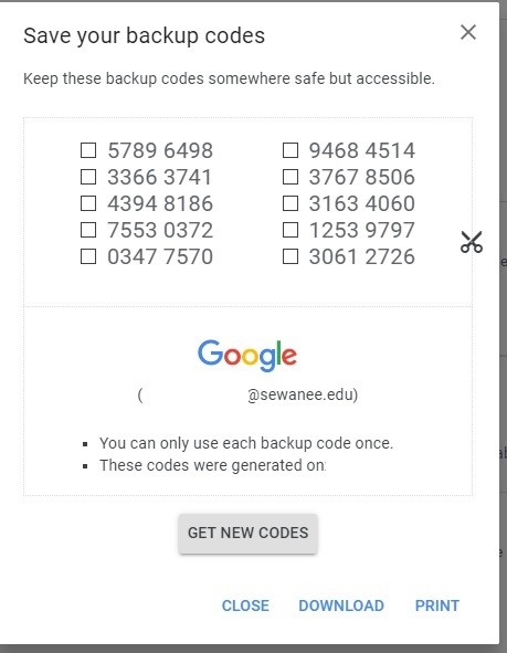 google authenticator lost backup codes forums