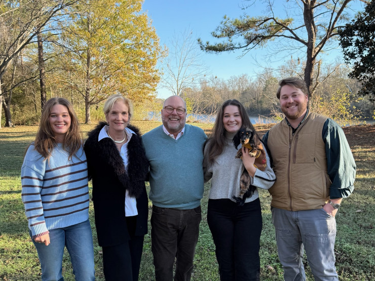 The Brannons at Thanksgiving, including Stella's dog, Martha.