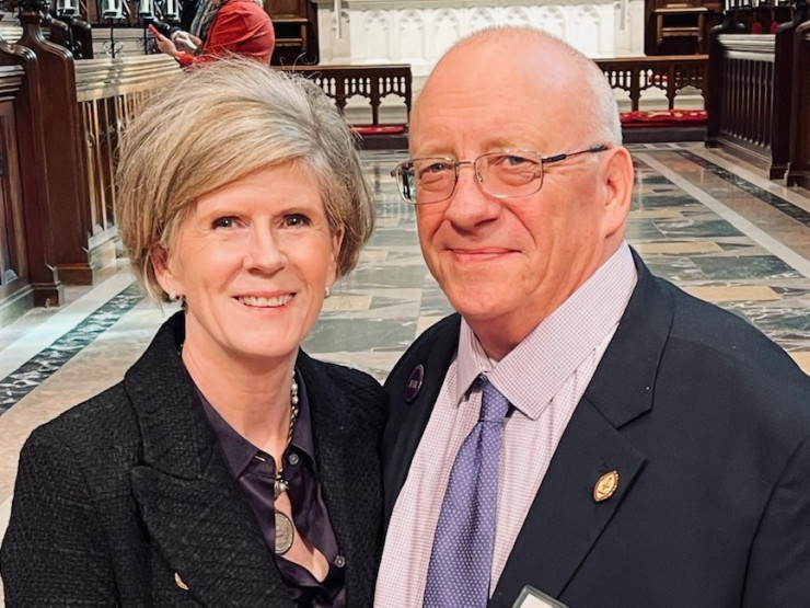 Jimmy Wilson with his wife, Sarah Sitton Wilson, C'89, P'23, during Jimmy's 50th reunion