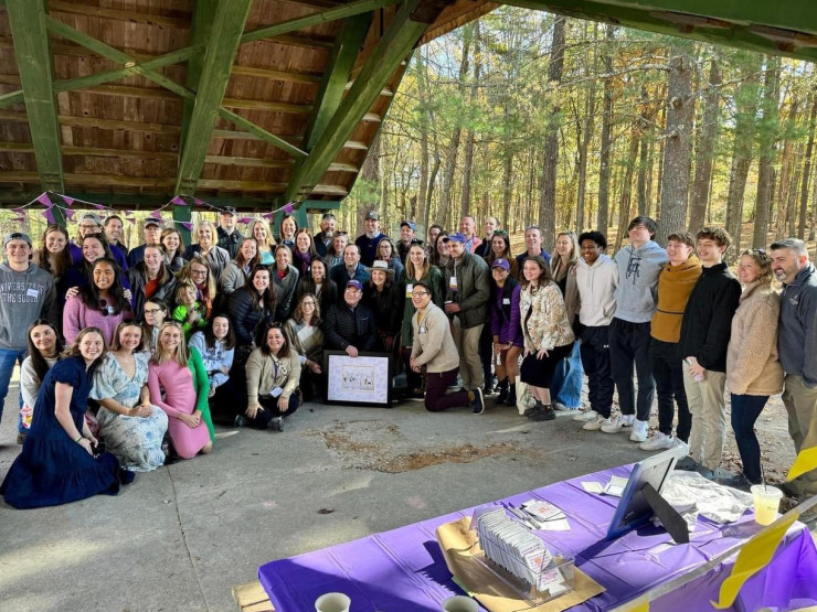 Sewanee swimming and diving alumni and friends at Obermiller's retirement party.