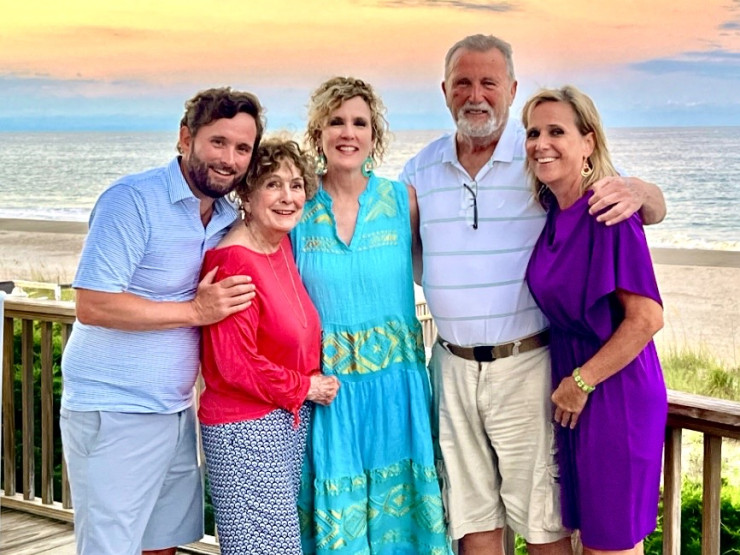 The Rusts with their three children on vacation in 2024. Pictured from left to right: Rob, C&rsquo;00; Lee-Anne; Laura, C&rsquo;91; Bob; and Lisa, C&rsquo;88.
