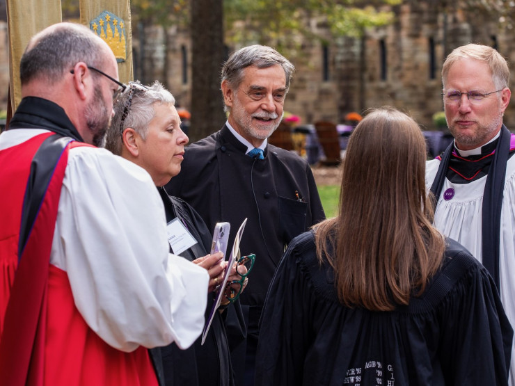 As a University trustee, Wood (far right) took part in Vice-Chancellor Pearigen&rsquo;s installation ceremony in 2023. Wood&rsquo;s connection with Pearigen dates back nearly four decades, to the years when Pearigen taught in Sewanee&rsquo;s political science department.