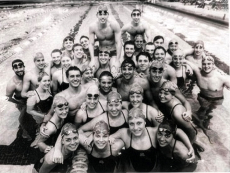 Sewanee men's and women's swimming and diving teams posing for a group photo in 2012.