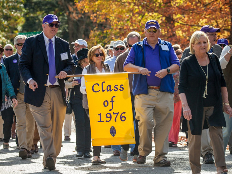 Showing Class of 1976 spirit during Homecoming and Reunion Weekend