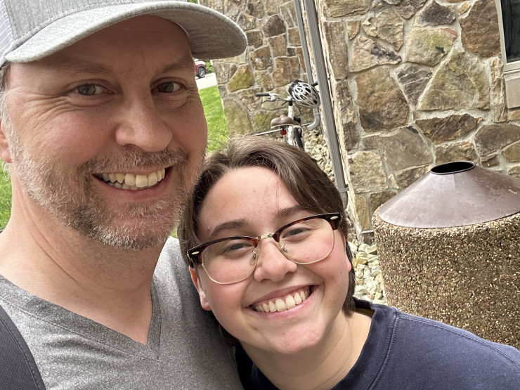 Tom and Eva showing off Sewanee swag