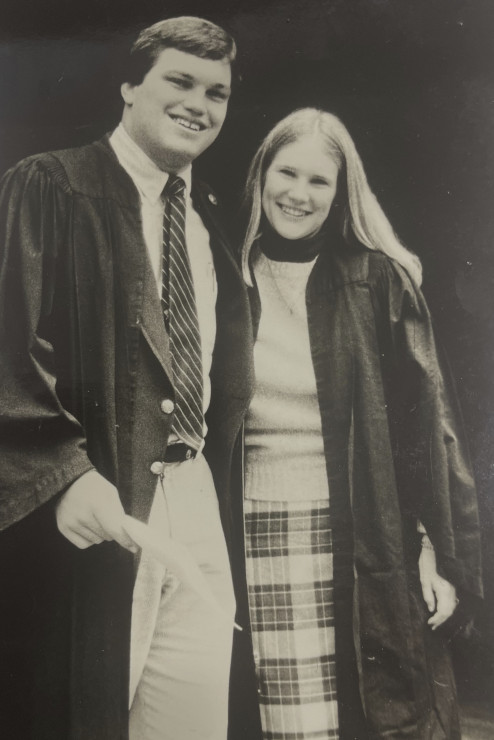 The Phillipses at Commencement in 1983. 'I think we both went to Sewanee knowing we needed to be our own people and basically do our own thing,' Karen says.
