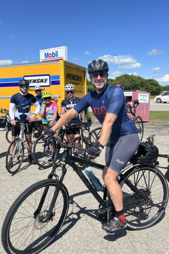 Renaldo at the Bike2DC ride in 2024. He says, "I was riding the patrol bike of Charlotte-Mecklenburg police officer Joshua Eyer, who was killed in the line of duty on April 29, 2024."