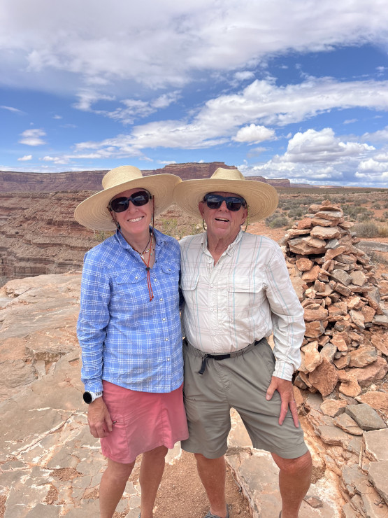 Belknap and Bruchak at the top of the Honaker Trail on the San Juan River in June 2025. "We hiked up from the river, which was about a 2,000-foot elevation gain," Belknap says.