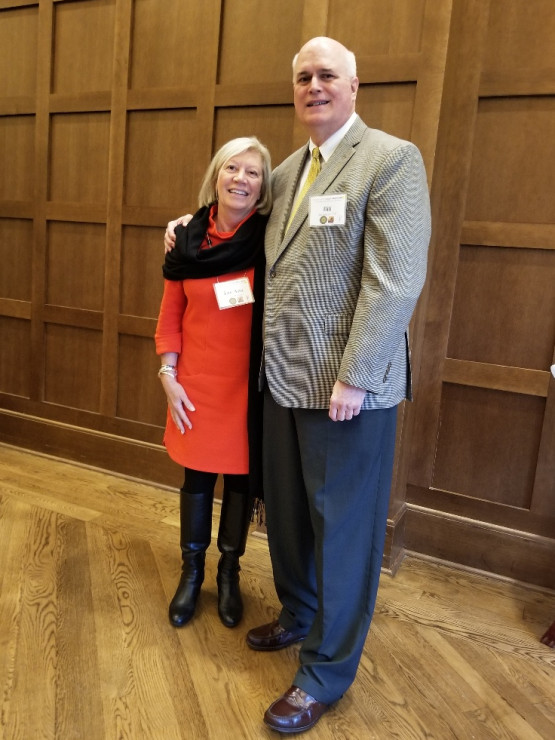 Skaggs with Lee Ann Backlund, P'98, former Sewanee dean of admission and financial aid and daughter of Coach Horace Moore Jr., P'84