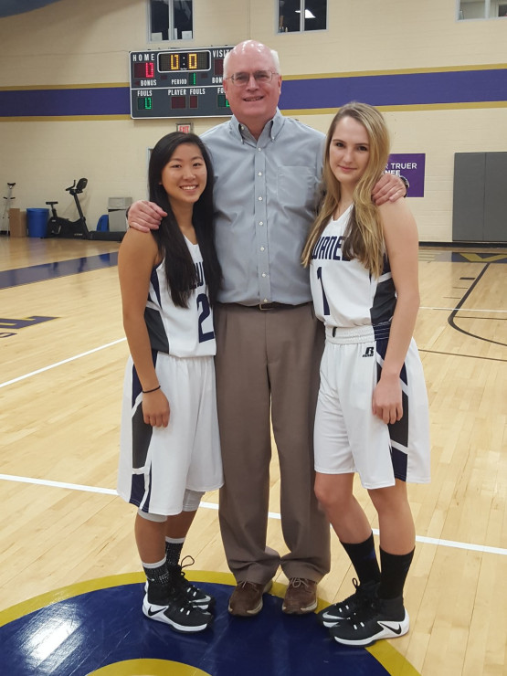 Skaggs helped recruit Knoxville students Sue Kim, C'19, (left) and Hannah McCormack, C'18 (right) for Sewanee's women's basketball team