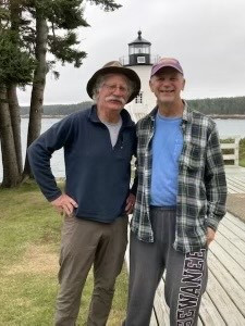 Professor of Geology Bran Potter with Marshall Chapman, C'84, in Isle au Haut, Maine