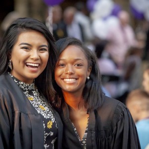 Two happy people at graduation.