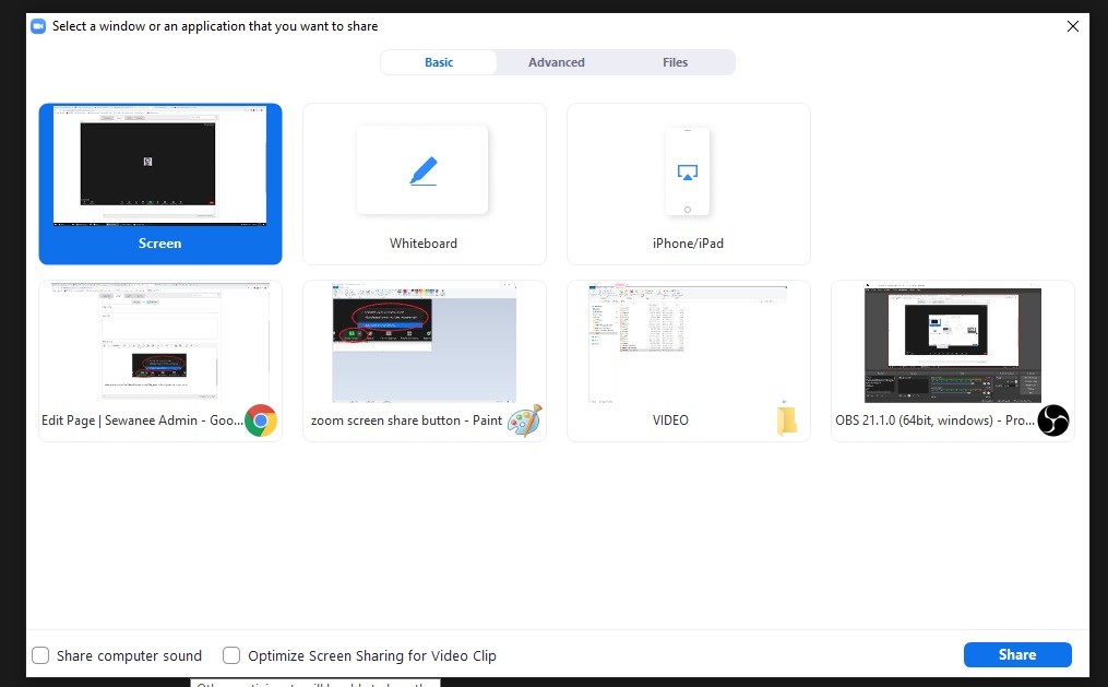 how to share screen on zoom windows